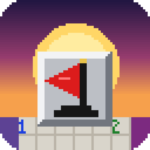 The app icon: a flagged tile in front of a rising sun