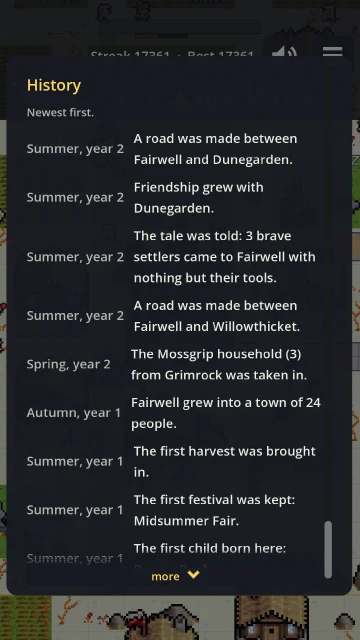 Fairwell’s History, newest first: roads made to its neighbours, friendship with Dunegarden, growing into a town