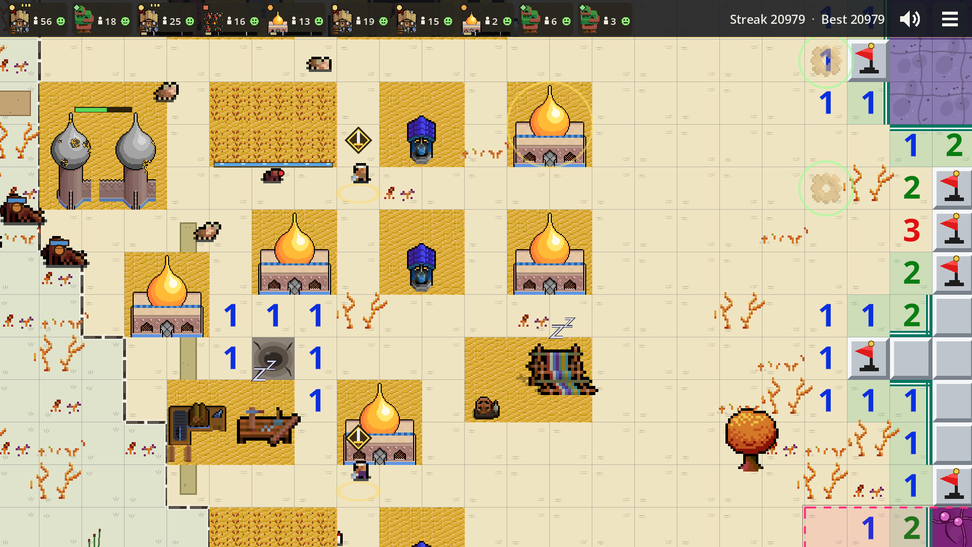 A desert village with onion domes and farms